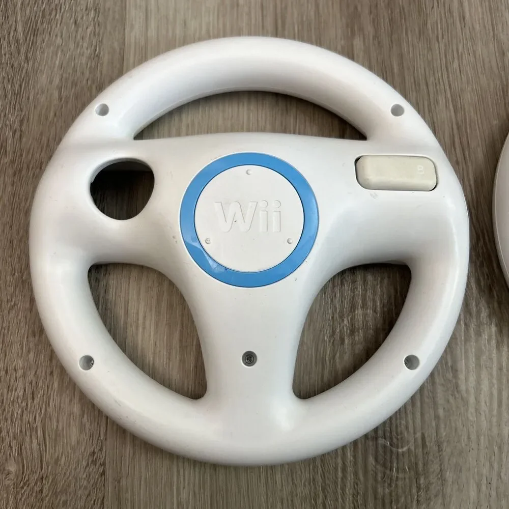 Nintendo Wii Steering Wheel x2 Mario Kart Racing OEM Official White RVL-024